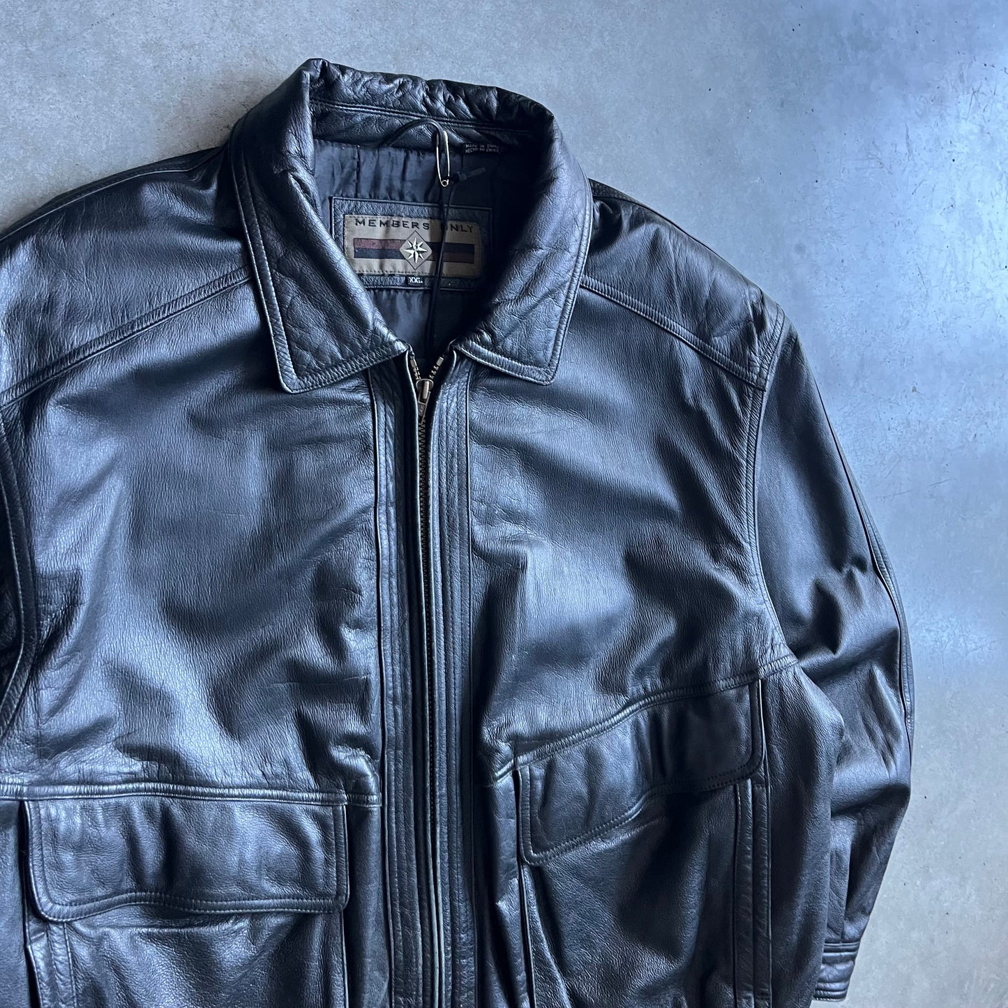 Vintage Members Only Black Leather Bomber