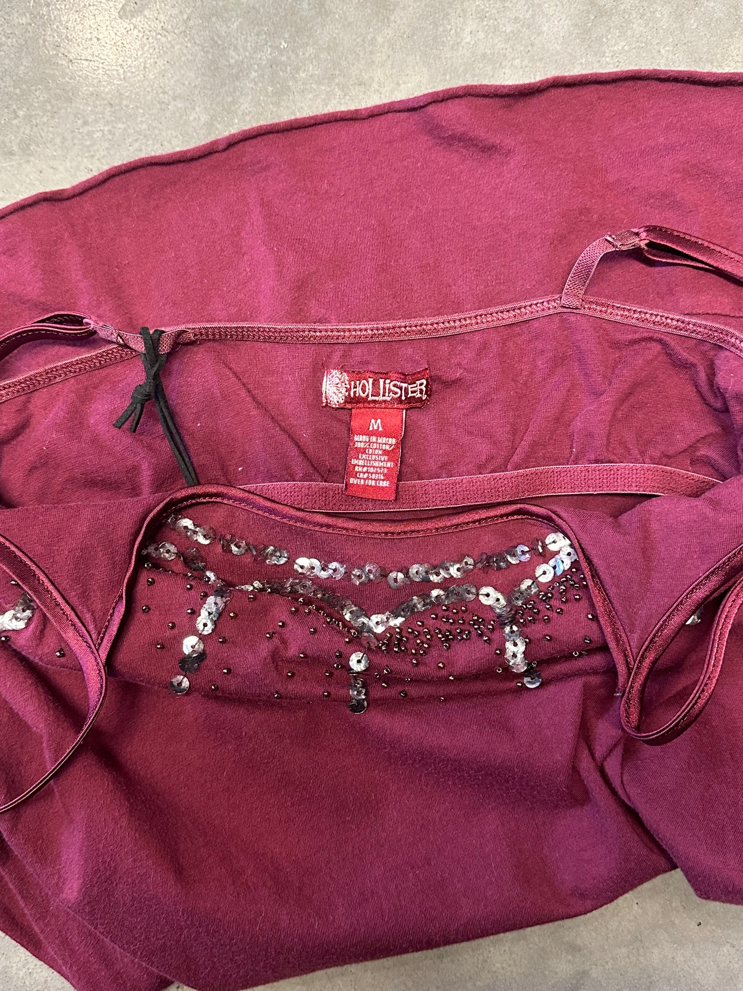 Women’s Y2K Hollister Maroon Boho Sequin Camisole