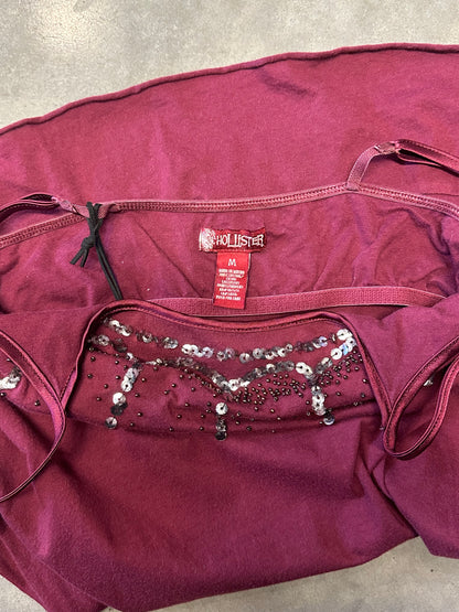 Women’s Y2K Hollister Maroon Boho Sequin Camisole