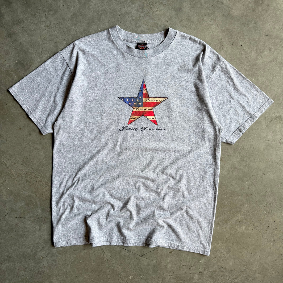 Y2K Harley Davidson US Flag Star Tee