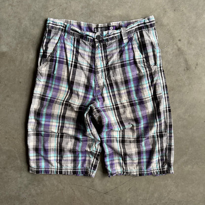 Y2K Southpole Purple/White/Black Plaid Jorts