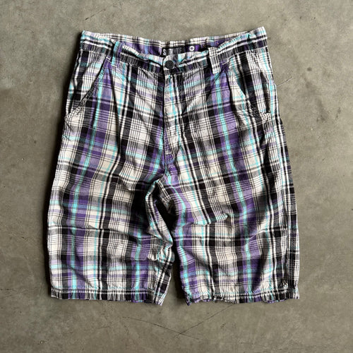 Y2K Southpole Purple/White/Black Plaid Jorts