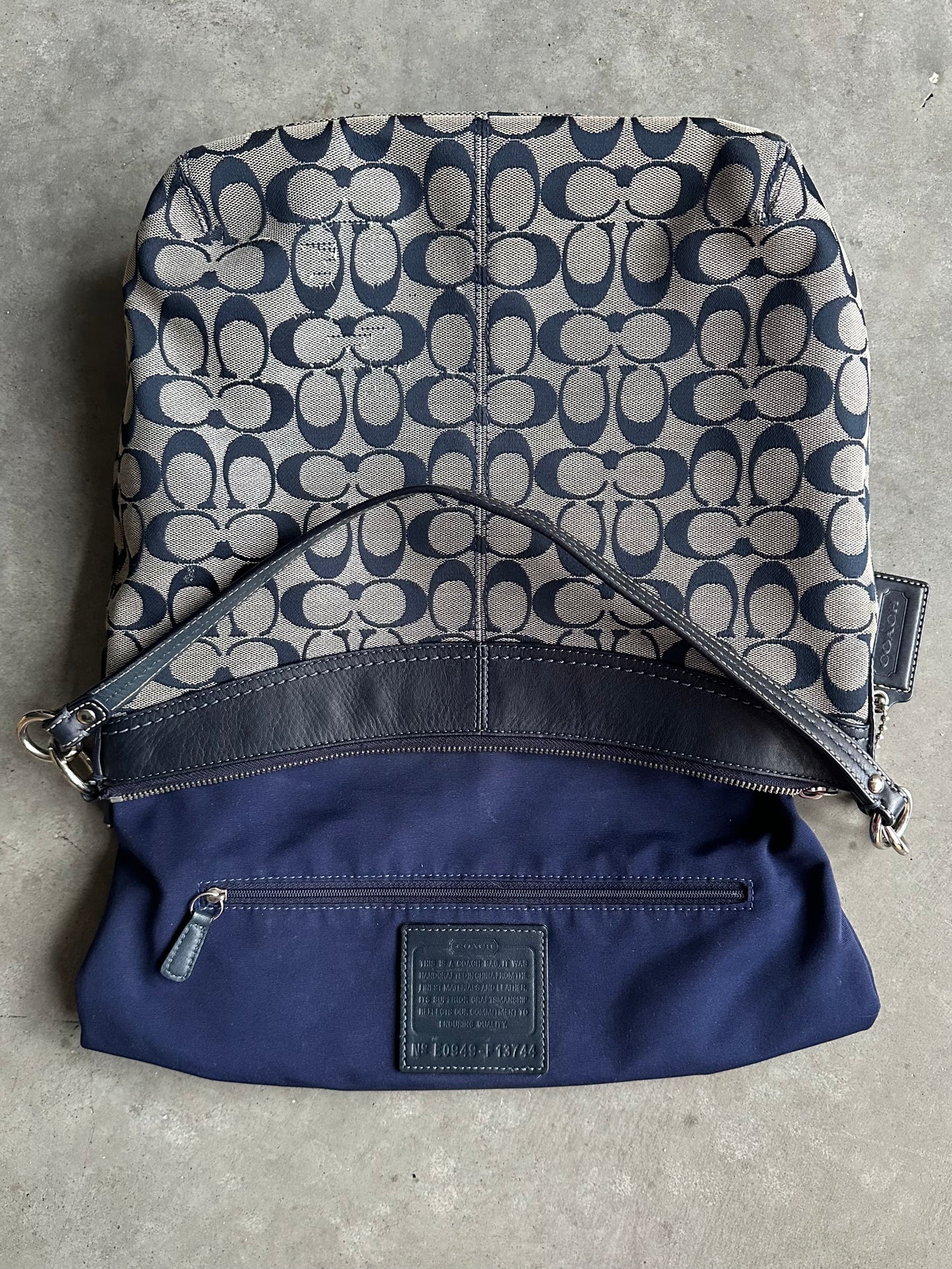 Coach Y2K Navy Blue Signature Ashley Hobo
