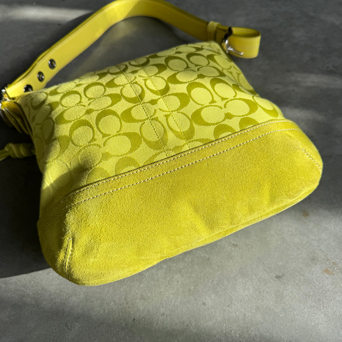 Coach Y2K Lime Green Slim Duffle Shoulder Bag