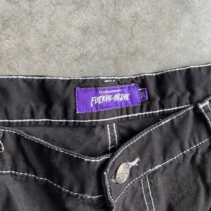 Y2K Fuckin Awesome Embroidered Contrast Jorts