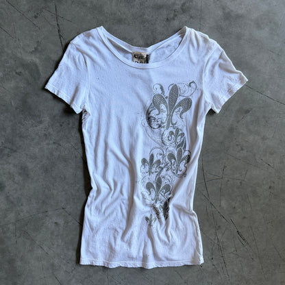 Y2K Vocal White Bling Fleur Tee