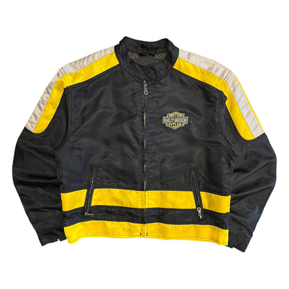 Y2K Black & Yellow Harley Motorcycle Jacket