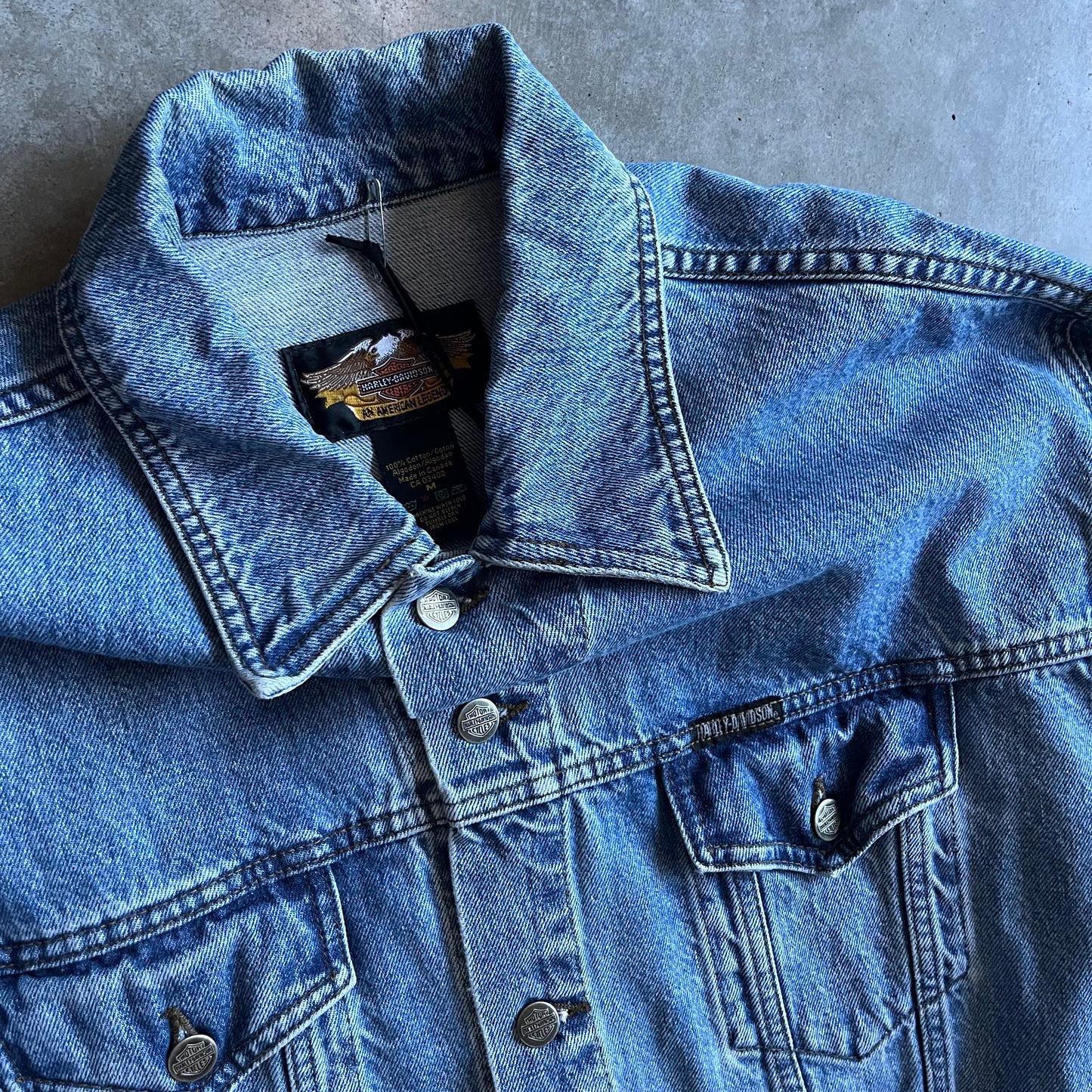 Harley Davidson Denim Jean Jacket W/ Emblem Patch