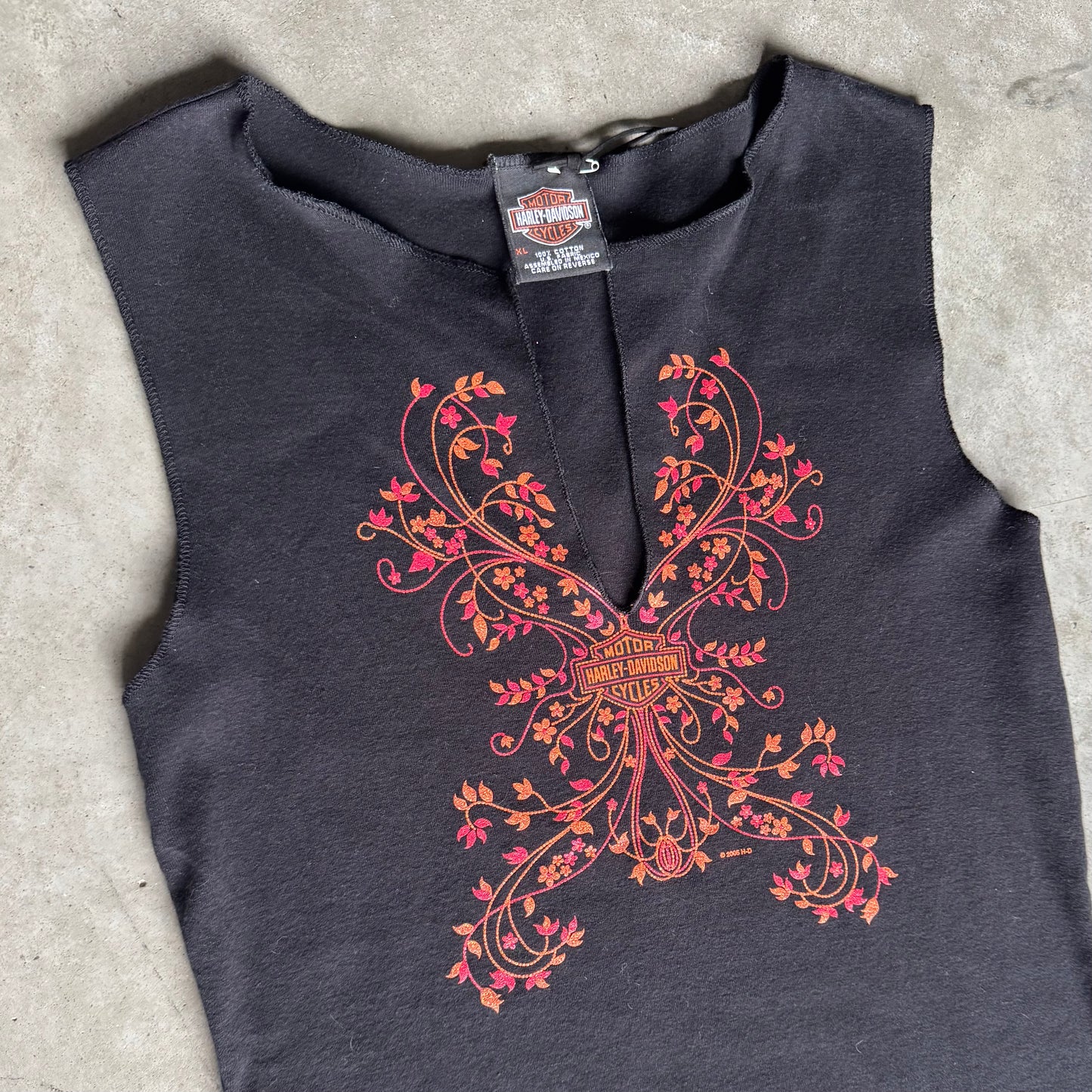 Women’s Y2K Harley Davidson Black/Orange Fairy Core Muscle Tank