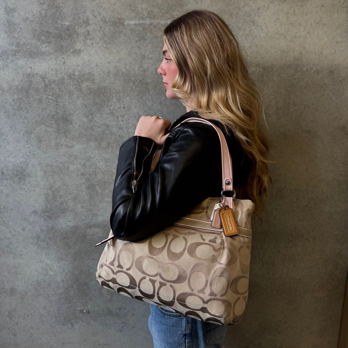 Coach Y2K Poppy Signature Pink Satin Tote Bag