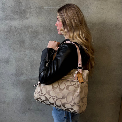 Coach Y2K Poppy Signature Pink Satin Tote Bag
