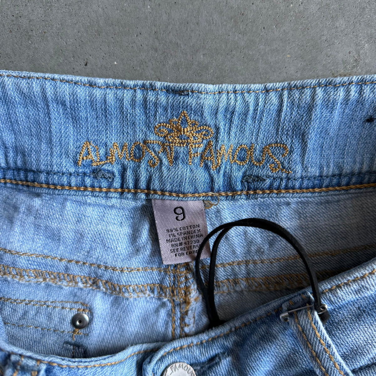 Y2K Almost Famous Raw Hem Light Blue Denim Shorts