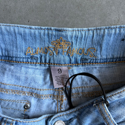 Y2K Almost Famous Raw Hem Light Blue Denim Shorts