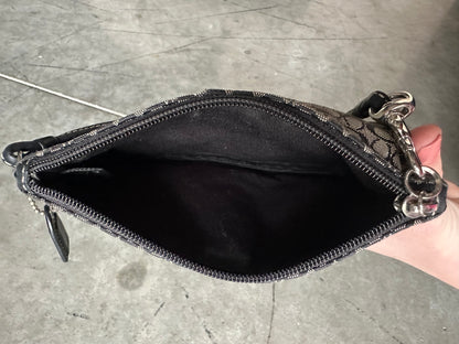 Coach Y2K Black/Leather Monogram Wristlet