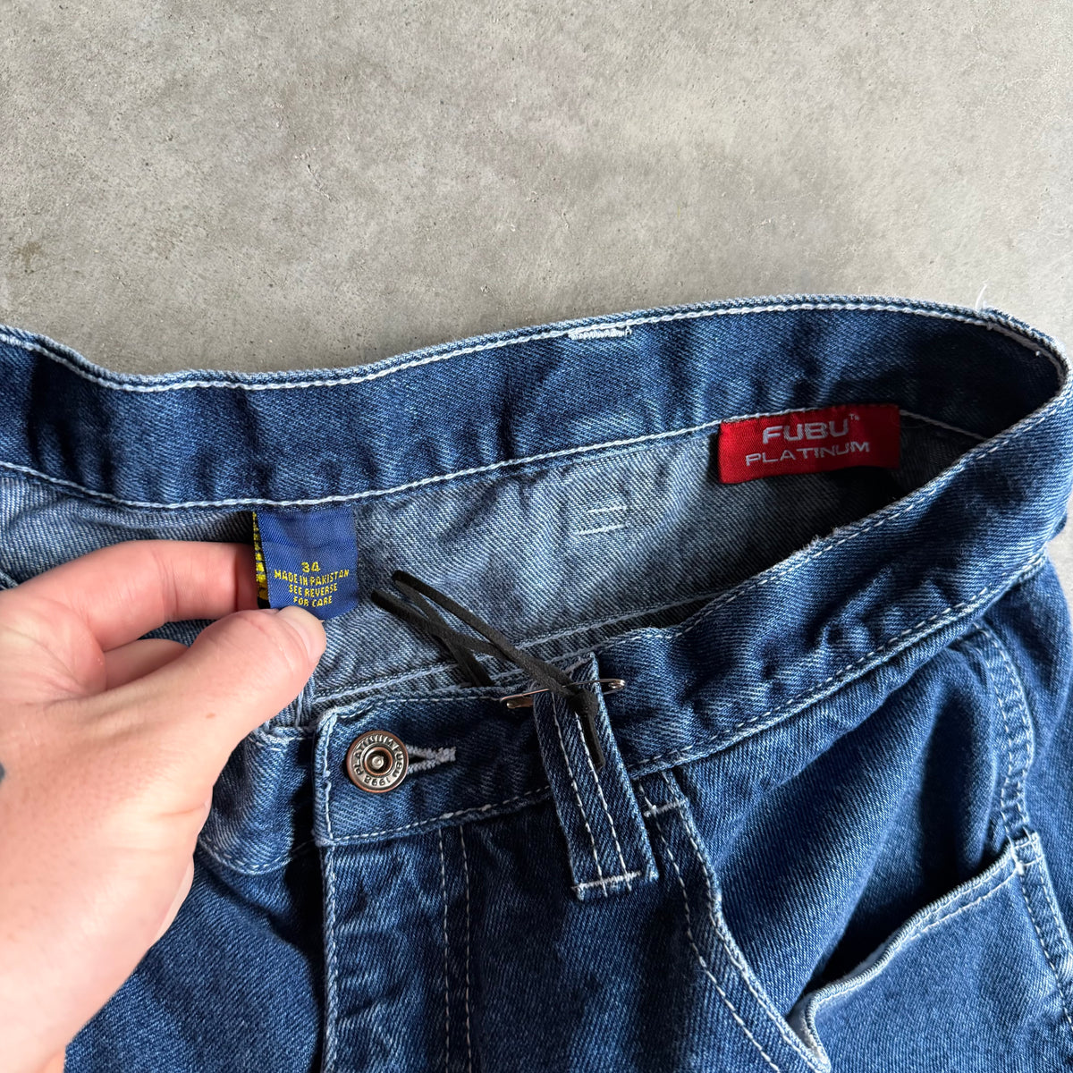Y2K Fabu Fat Albert Dark Wash Embroidered Jorts