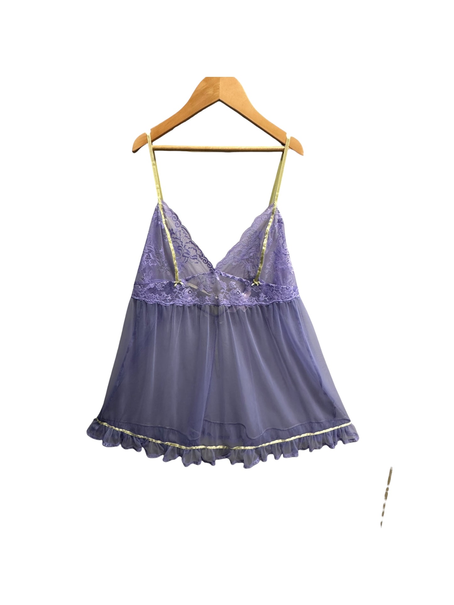 Women’s Y2K Victoria Secret Lilac Babydoll Cami With Butter Yellow Lace