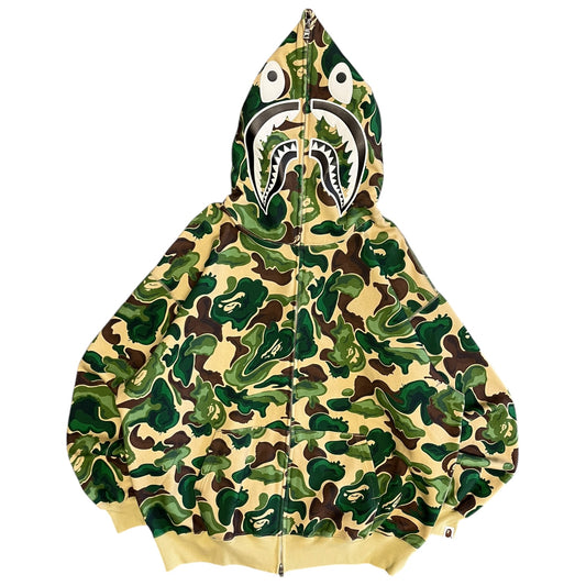 A Bathing Ape Art Green Camo Shark Full Zip Hoodie