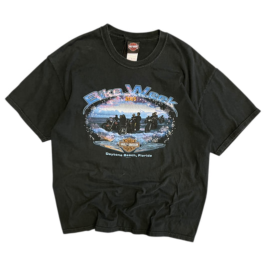 Y2K Textured Bubble 2005 Bike Week Harley Davidson Tee