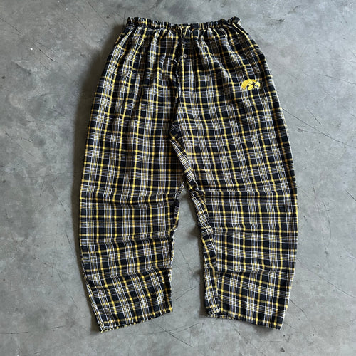 Y2K Iowa Hawkeyes Black & Gold Plaid Pajama Pants