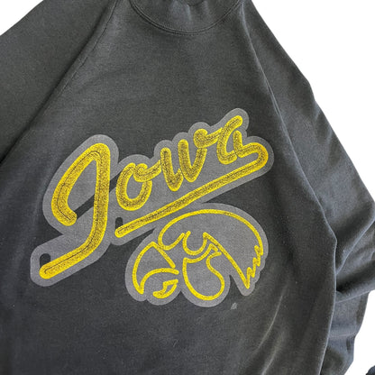 Vintage University of Iowa Hawkeyes Script Logo Raglan Crew