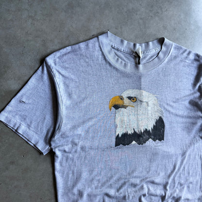 Vintage 1985 Bald Eagle Portrait Gray Slub Tee