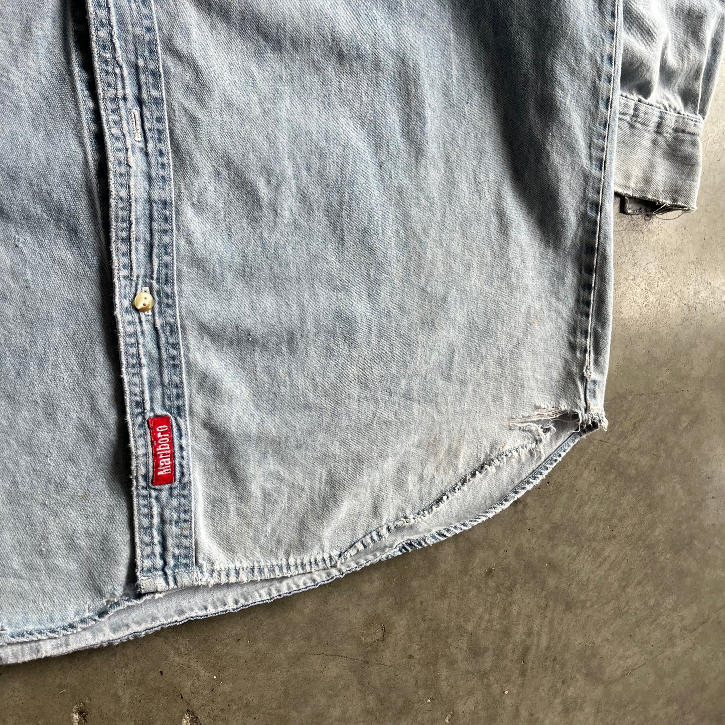 Vintage Marlboro Thrashed Denim Button Up Shirt
