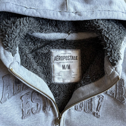 Y2K Aeropostale Sherpa Lined Gray Zip-Up