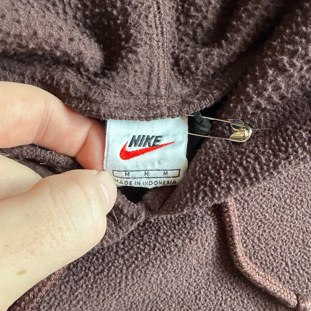 Vintage Nike Chocolate Brown Fleece Double Swoosh Hoodie