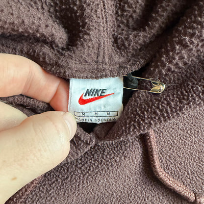 Vintage Nike Chocolate Brown Fleece Double Swoosh Hoodie