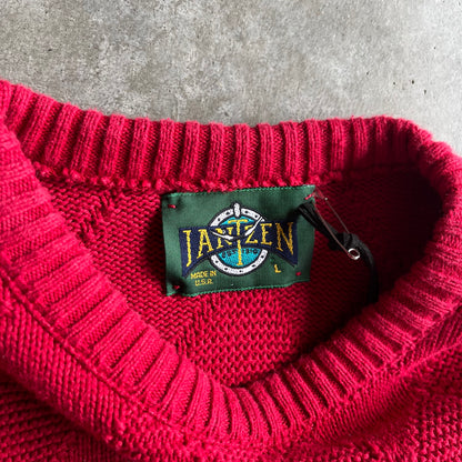 Vintage Red Diamond Woven Sweater