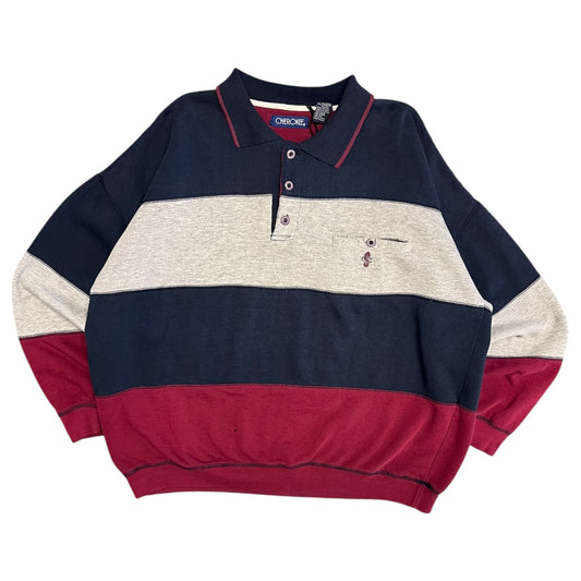 Vintage Cherokee Stripe Polo Sweatshirt