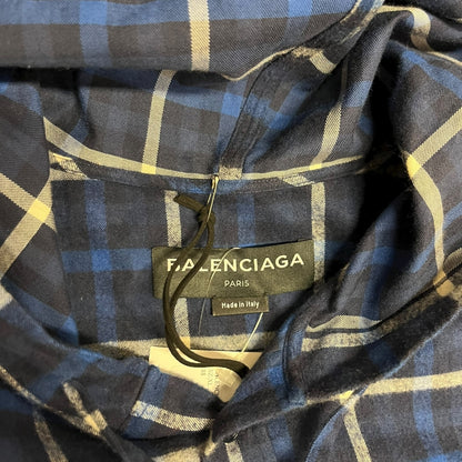 FW17 Balenciaga Blue Hooded Flannel
