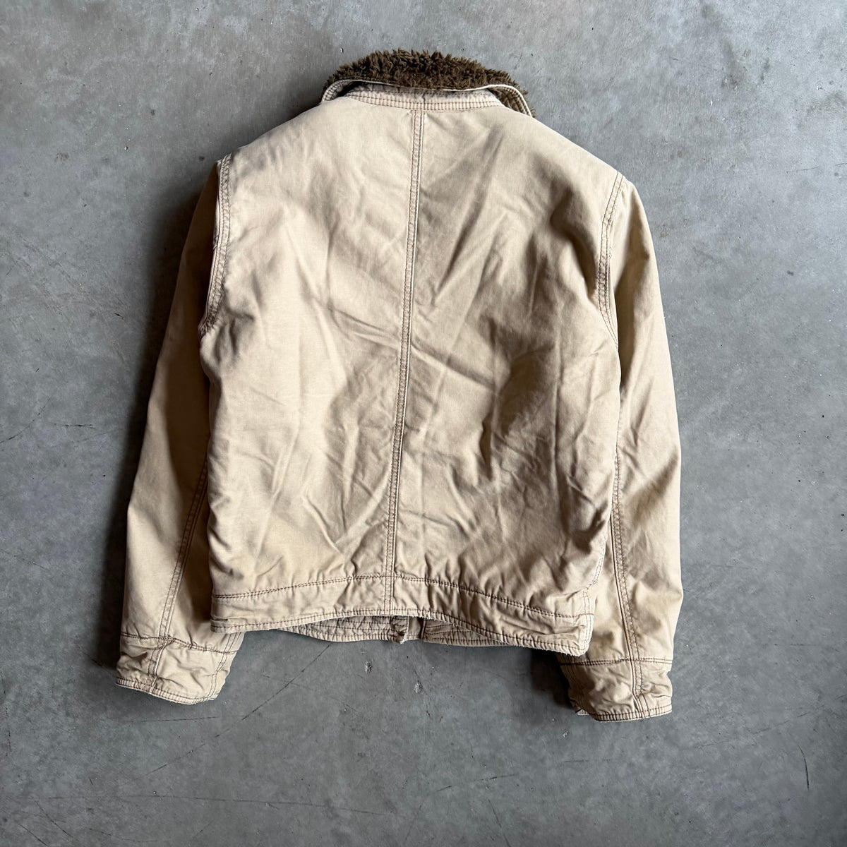Vintage Abercrombie Fleece Tan Lined Deck Jacket