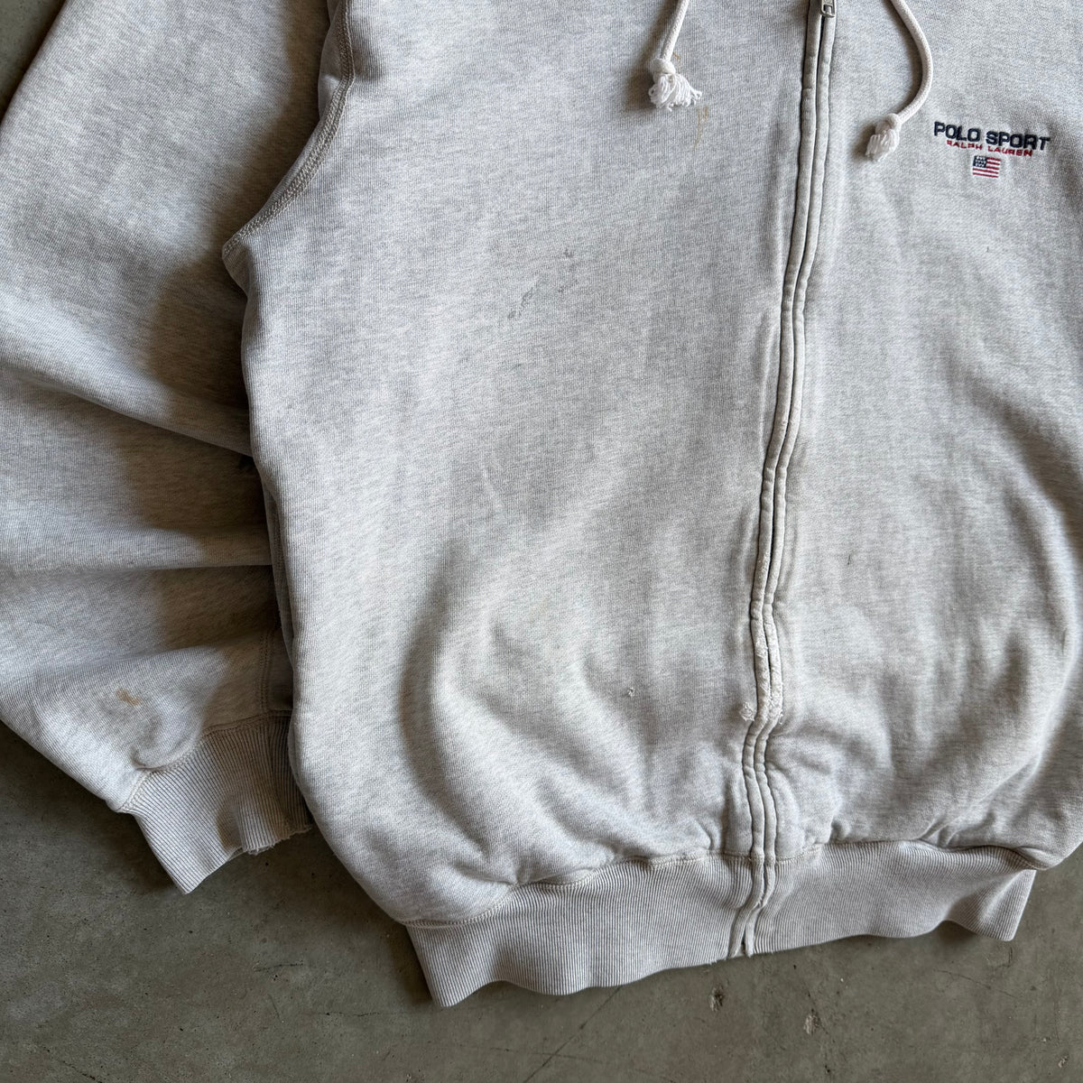 Polo Sport Ralph Lauren Logo Embroidered Gray Zip-Up Hoodie