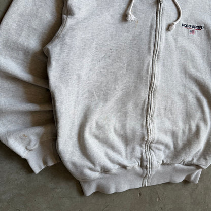 Polo Sport Ralph Lauren Logo Embroidered Gray Zip-Up Hoodie