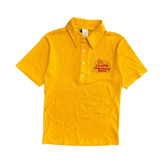 Vintage 80s Yellow Iowa State Varsity Marching Band Polo Shirt