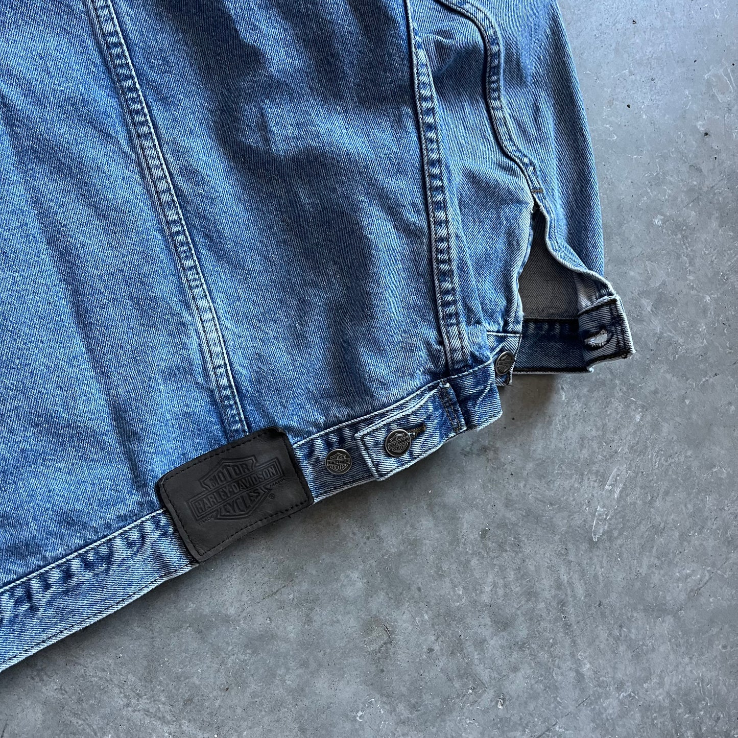 Harley Davidson Denim Jean Jacket W/ Emblem Patch