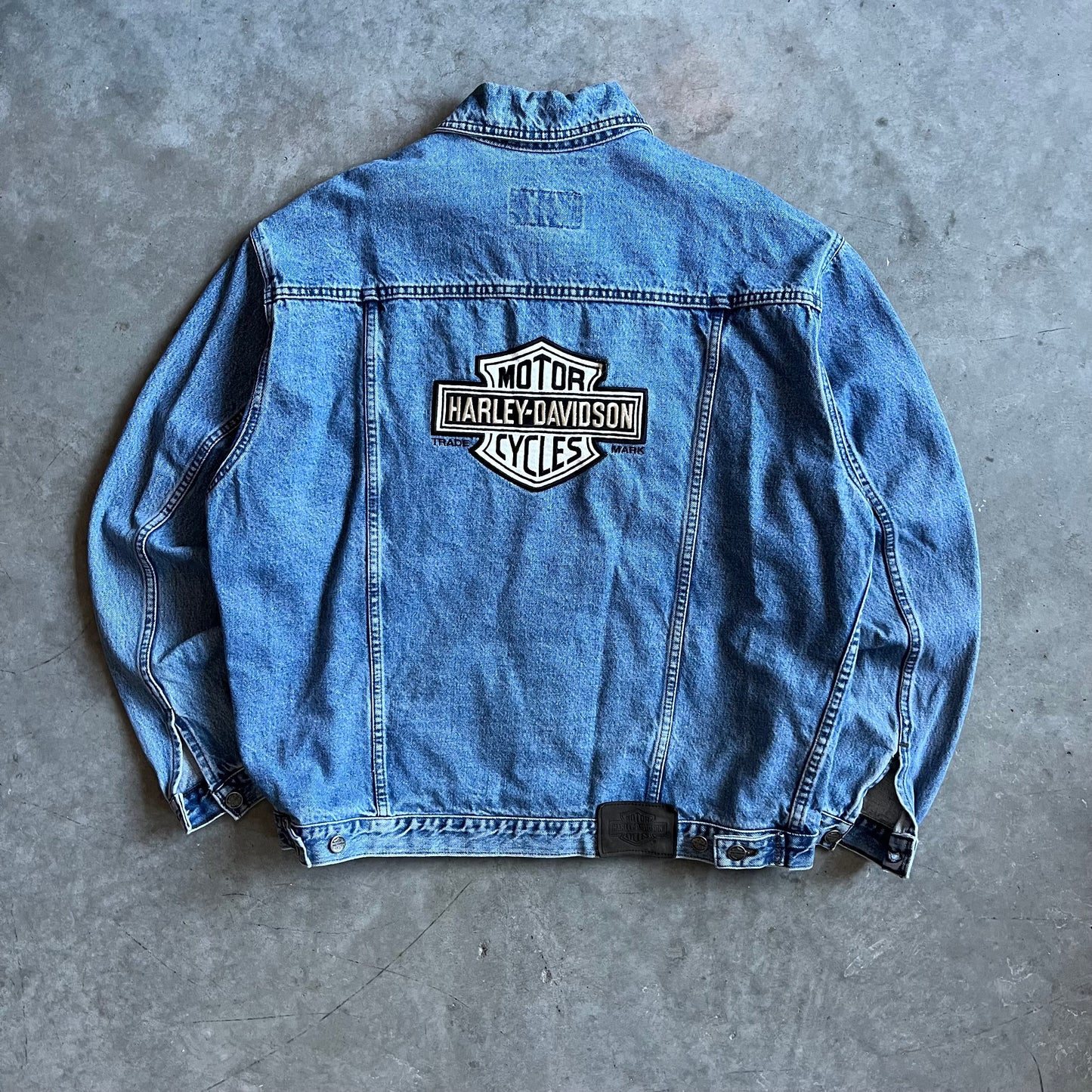 Harley Davidson Denim Jean Jacket W/ Emblem Patch