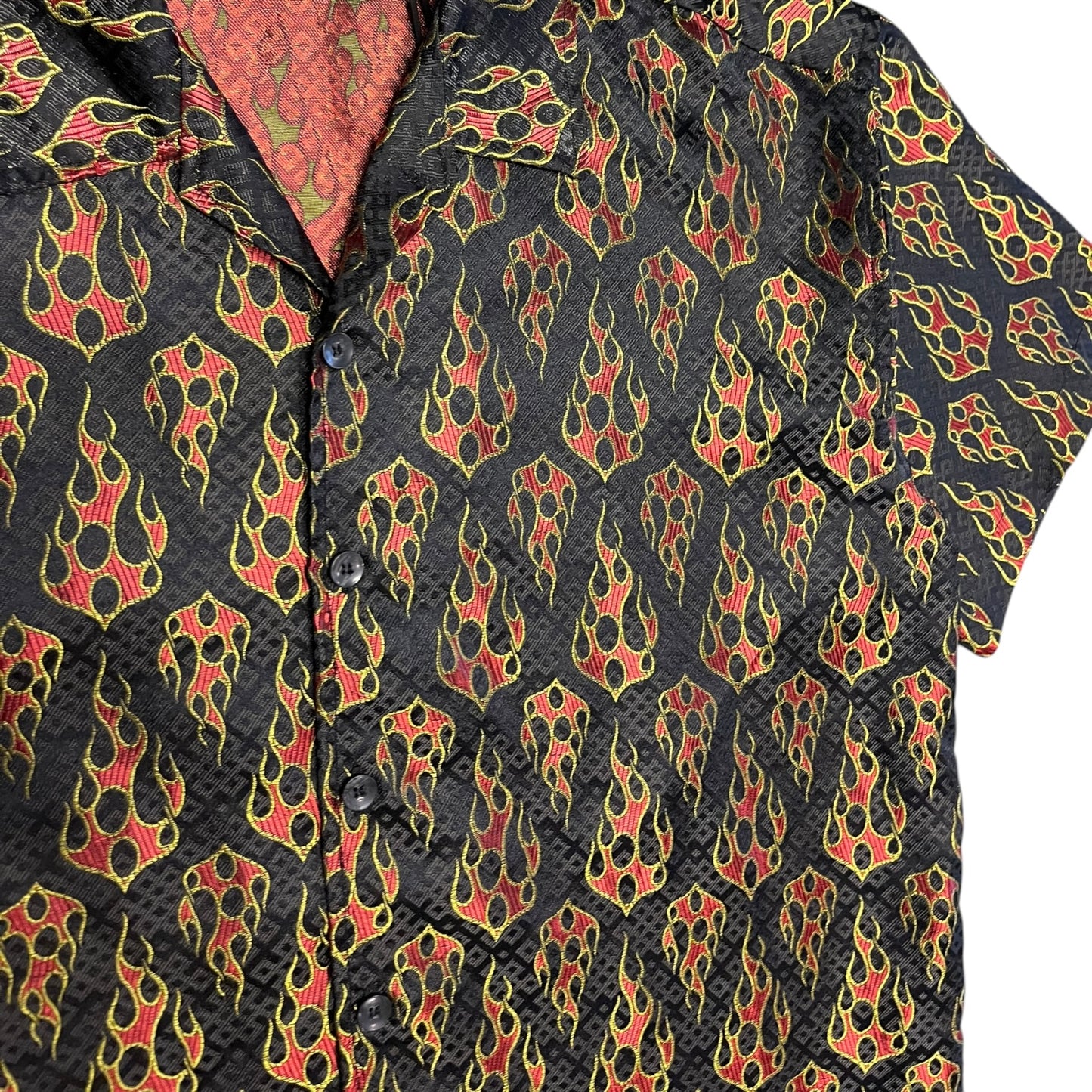 Y2K ODO Flame AOP Button Up Shirt