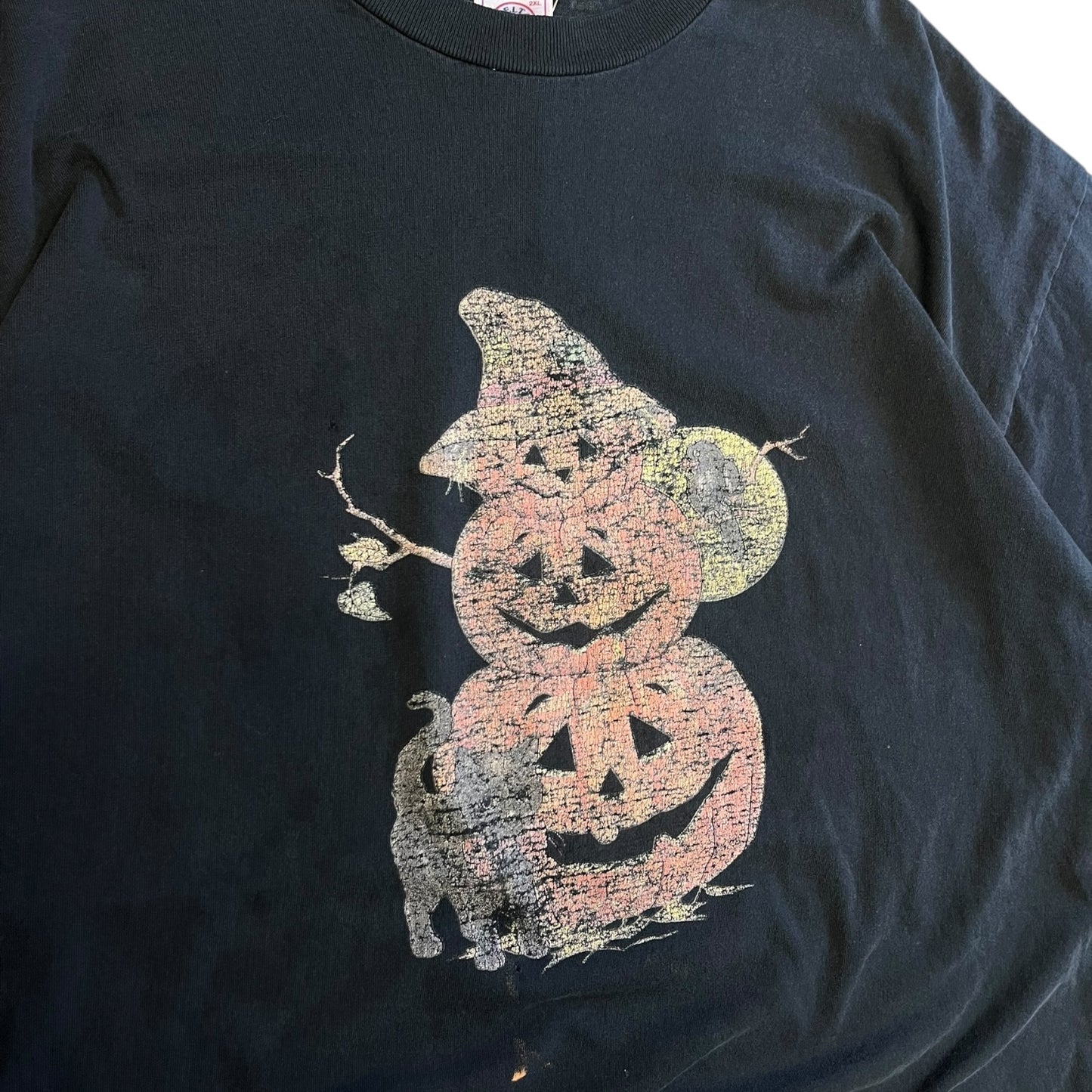 Vintage Stack Of Jack-O-Lanterns And Black Cat Tee