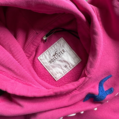 Women’s Y2K Hollister Pink Embroidered Fitted Surfer Hoodie