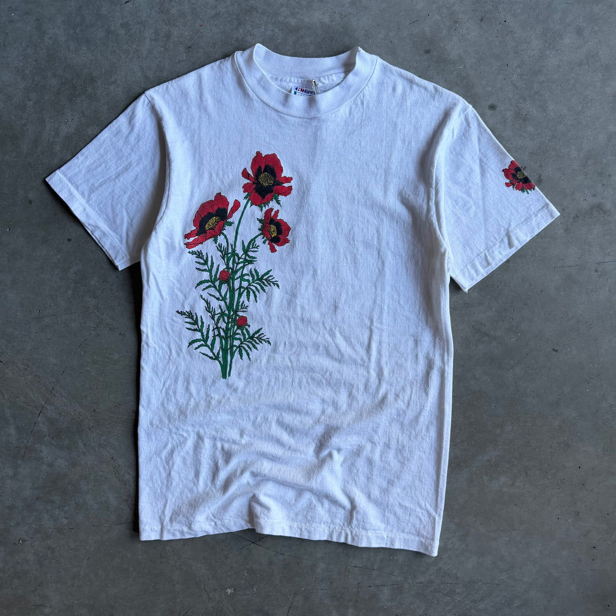 Vintage Botanical Red Poppy Flower Tee