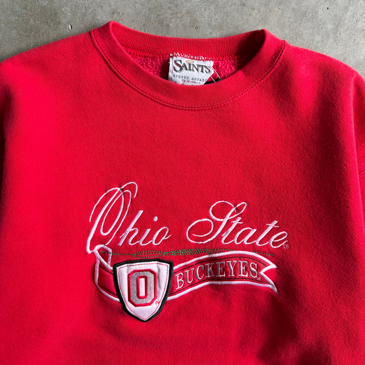 Vintage Ohio State Logo Embroidered Red Sweatshirt