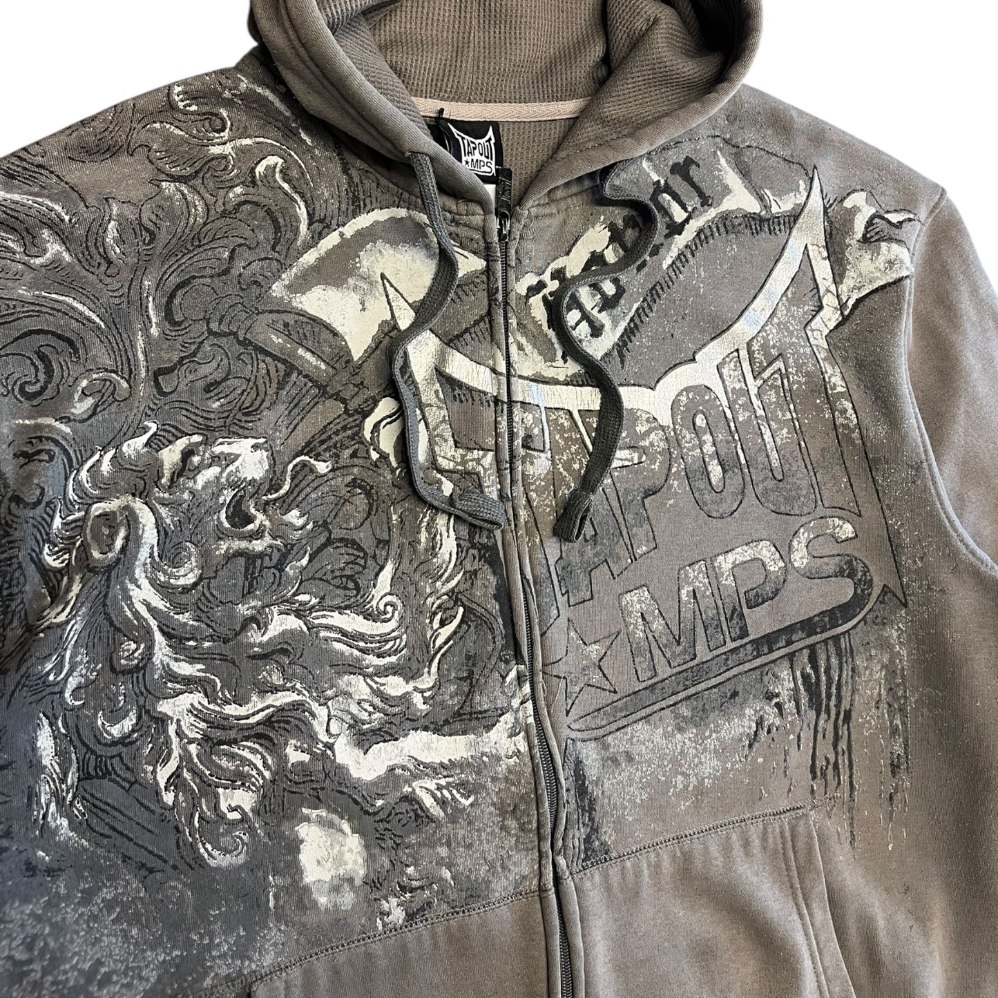 Y2K Tap Out MPS Grey Tribal Zip Up