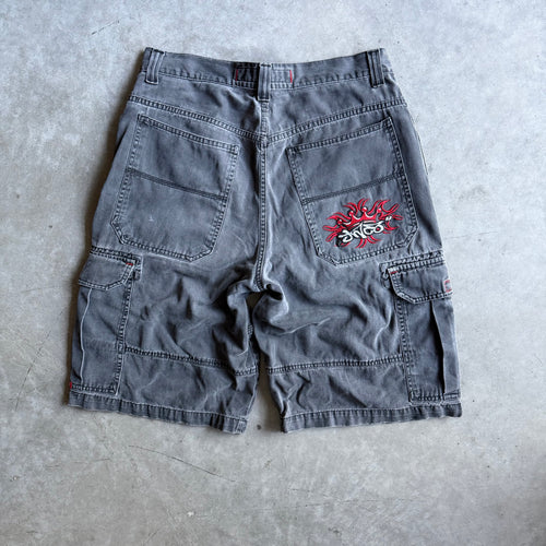 Vintage JNCO Jeans Tribal Crown Black Cargo Shorts