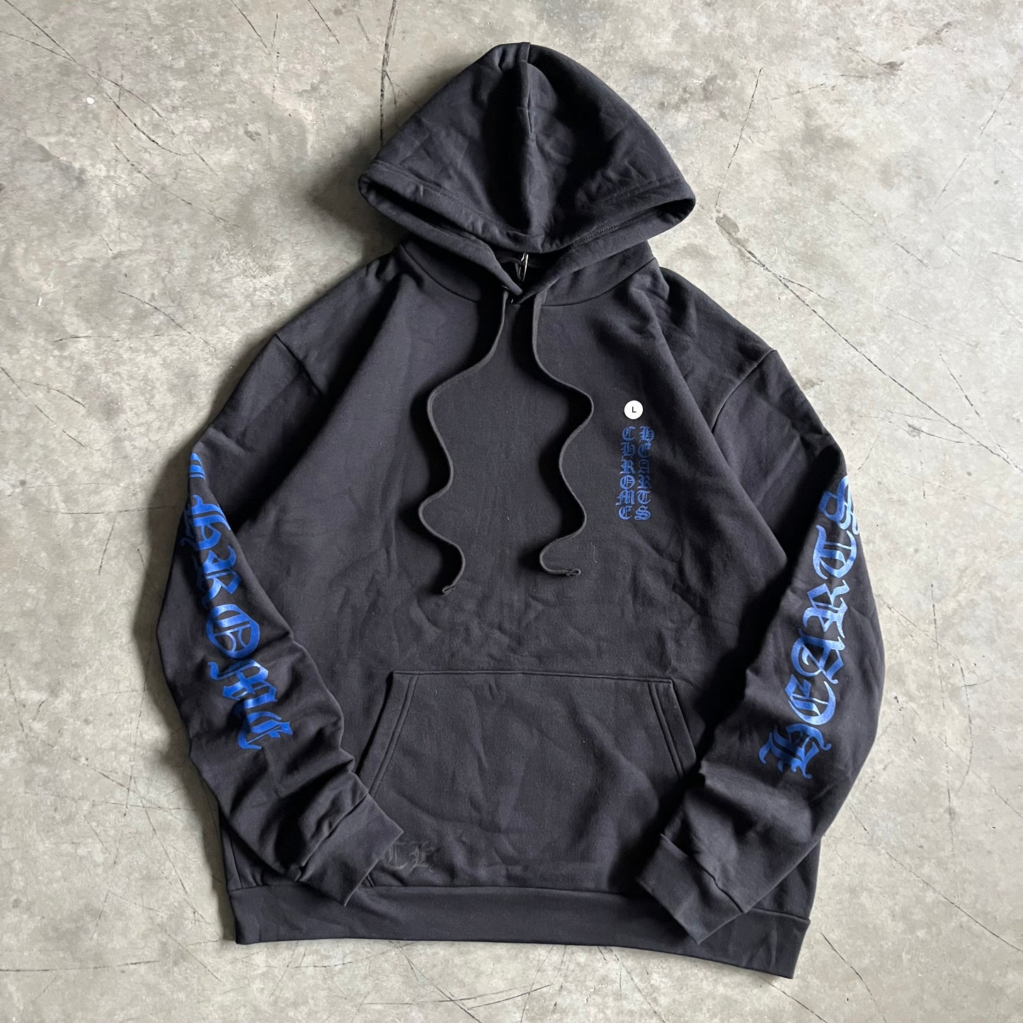 Chrome Hearts Blue Spell Out Horseshoe Hoodie