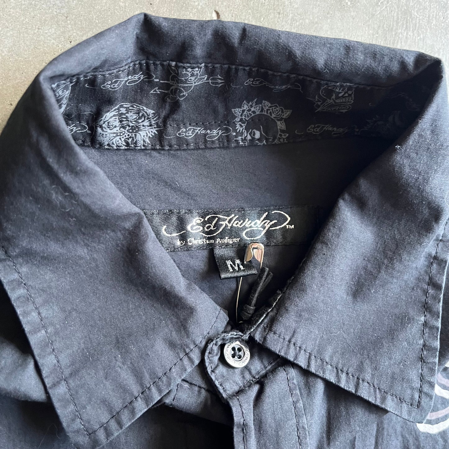 Y2K Ed Hardy Christian Audigier Crunk Rock Tattoo Button Up