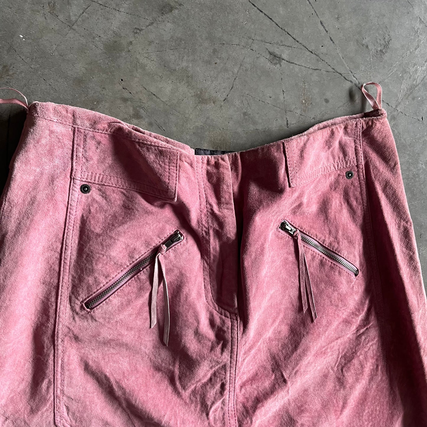 Women’s Y2K Boho Pink Suede Leather Skirt