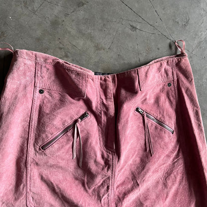 Women’s Y2K Boho Pink Suede Leather Skirt