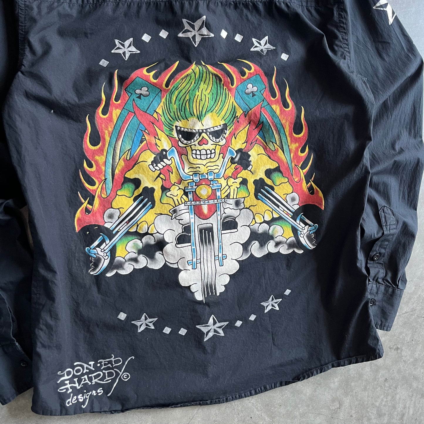 Y2K Ed Hardy Christian Audigier Crunk Rock Tattoo Button Up